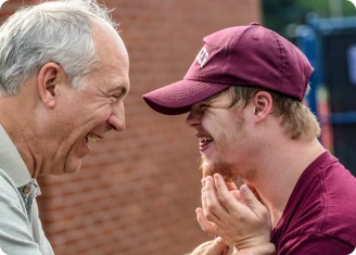 Two men looking at each other